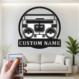 Insegna in metallo personalizzata con boombox e luce LED regalo per amanti della musica decorazione retro per sala giochi