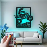 Cartel de metal personalizado con luz LED de conductor de ATV, regalo para entusiastas del off-road, decoración para garaje o man cave