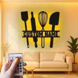 Custom Baking Utensils LED Metal Sign | Personalized Kitchen Decor | Baker Gift & Chef Wall Art