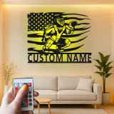 Insegna in metallo personalizzata con luce LED per catcher di baseball - Regalo personalizzato per appassionati di baseball e decorazione per stanze sportive 1