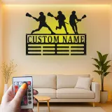 Insegna per Giocatore di Lacrosse Personalizzata | Arte in Metallo LED Personalizzata | Decorazione per Camera di Atleta | Regalo per Squadra di Lacrosse
