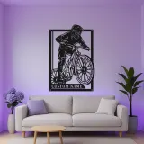 Personalized Mountain Biker LED Sign | Custom Metal Wall Art for Cyclist | Extreme Sports Decor Gift