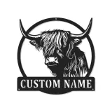 Highland Cow LED Metal Wall Art | Custom Ranch Sign | Personalized Farmhouse Decor Gift for Home & Business