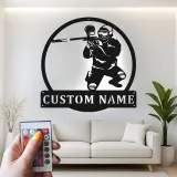Insegna LED personalizzata per giocatore di paintball | Arte murale in metallo personalizzata | Decorazione per sala giochi e man cave | Luce d'azione retroilluminata