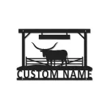 Texas Longhorn Metal Wall Art | Custom Ranch Sign with LED Lights | Personalized Farmhouse Decor for Cattleman
