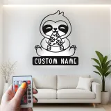 Custom Sloth LED Sign | Metal Wall Art | Kids Room & Nursery Decor | Funny Pizza Lover Gift Idea
