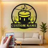 Insegna in metallo LED personalizzata per batteria, regalo per amanti della musica, decorazione per sala band personalizzata