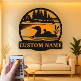 Custom Loon Metal Wall Art | Personalized Lake House LED Sign | Rustic Cabin Decor for Owners