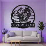 Cartel LED de piloto de moto de nieve personalizado | Arte mural de metal personalizado | Regalo de aventura en montaña para amantes de la moto de nieve