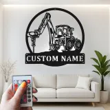 Custom Excavator Led Light Metal Wall Art Personalized Gift for Construction Enthusiast Garage or Office Decor 1