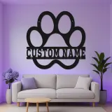 Cartel LED de huella de perro personalizado | Arte mural de metal | Decoración iluminada de nombre de mascota | Regalo para mamá perra | Acento de sala de estar