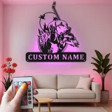 Insegna di Caccia Personalizzata Labrador | Arte da Parete in Metallo LED per Papà Cacciatore | Decorazione per Cani Anatra Personalizzata | Arte per Man Cave e Baita