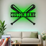 Insegna in metallo personalizzata con luce LED per mazze da baseball, regalo sportivo personalizzato per fan del baseball, decorazione per sala giochi