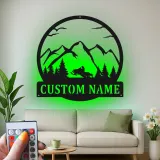 Insegna in Metallo per Motoslitta Personalizzata | Arte da Parete LED per Baita | Regalo Decorativo per Sport Invernali per Piloti