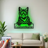 Décoration murale en métal LED personnalisée pour les amoureux des chats - Cadeau pour le salon ou la chambre