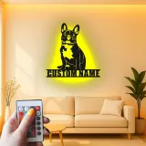 Custom French Bulldog LED Sign | Personalized Metal Wall Art | Dog Lover Memorial Gift for Home & Living Room Decor