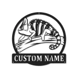 Cartel de metal LED personalizado de camaleón, regalo único para entusiastas de los reptiles, decoración de dormitorio o salón