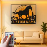 Custom Horse Metal Sign | Personalized Equestrian LED Art | Barn Decor & Ranch Signage | Horse Lover Gift