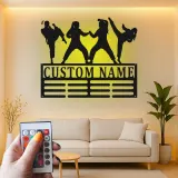 Décoration murale en métal personnalisée pour arts martiaux avec rétroéclairage LED - Cadeau pour passionnés de karaté - Décor de dojo ou de gym