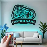 Cartel de metal LED personalizado de camping en montaña regalo para entusiastas del aire libre decoración de cabaña o campamento