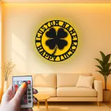 Décoration murale en métal personnalisée en forme de trèfle à quatre feuilles avec rétroéclairage LED - Cadeau irlandais pour la Saint-Patrick