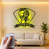 Gamer Skull LED Metal Wall Art | Personalized Name Sign for Gaming Room | Custom RGB Backlit Decor | Gift for Gamers