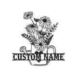 Insegna personalizzata con annaffiatoio | Decorazione murale in metallo LED | Arredo da giardino su misura | Regalo per giardiniere | Accento floreale boho