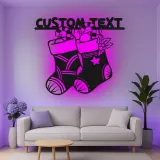 Décoration murale en métal LED personnalisée pour les chaussettes de Noël