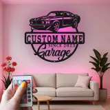 Décoration murale en métal LED personnalisée pour voiture de muscle, cadeau de garage pour passionnés de voitures, décoration de man cave 6