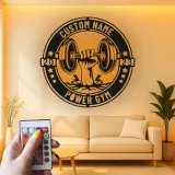 Enseigne LED personnalisée pour salle de sport | Décoration murale en métal personnalisée pour le fitness | Cadeau déco musculation pour salle d’entraînement