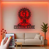 Cartel de metal personalizado con luz LED de meditación de yoga, regalo personalizado para amantes del yoga, decoración zen para sala de meditación