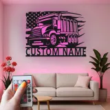 Cartel de metal LED de camión volquete personalizado, regalo para camioneros, decoración para garaje o cueva de hombre