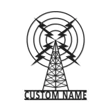 Personalisierte Metall-Schild eines Funkmastes | LED Vintage Broadcasting Kunst | Individuelles Geschenk für Funkamateur | Retro Studio Wanddekoration