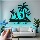 Custom Golf LED Sign | Personalized Metal Wall Art for Man Cave | Tropical Golfer Gift for Dad | Home Bar Decor