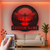 Cartel de metal personalizado con luz LED de libélula Regalo para amantes de la naturaleza Decoración para dormitorio o salón 3