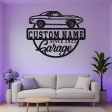 Individuelles LED-Schild für klassische Autos | Personalisierte Metall-Garagen-Dekoration | Vintage-Auto-Wandkunst | Beleuchtetes Geschenk für Männerhöhlen