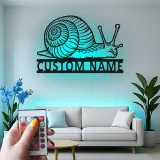 Personalized Snail LED Sign | Custom Metal Garden Art | Outdoor Nature Lover Gift | Whimsical Yard Decor