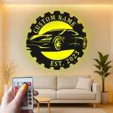Personalized Car LED Sign | Custom Metal Wall Art for Garage | Sports Car Enthusiast Gift | Man Cave Decor