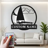 Custom Sailboat LED Sign | Personalized Metal Wall Art | Nautical Decor for Lake House | Sailor Gift