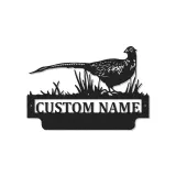 Arte in Metallo Pheasant con LED | Regalo Personalizzato per Cacciatori | Insegna con Nome Personalizzato per Cabin e Lodge | Silhouette di Uccello Anatra