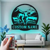 Cartel de metal LED de vaca personalizada para granjeros, regalo rústico de decoración de granja para salón