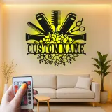 Custom Hair Stylist Led Light Metal Wall Art Personalized Salon Gift Hairdresser Decor for Salon Walls