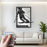 Custom Downhill Skier Metal Wall Art | Personalized LED Ski Sign | Laser Cut Steel Lodge Decor | Gift for Ski Lovers