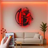 Cartel metálico personalizado de jugador de fútbol americano | Decoración deportiva con LED para habitación juvenil | Decoración mural con nombre a medida para regalo de deportista