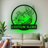 Arte Murale in Metallo Colibrì Personalizzata | Insegna con Fiore di Giglio Personalizzato con Luci LED | Regalo per Amanti della Natura per Decorazione Giardino e Patio