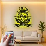 Panneau ancre sirène nautique | Décoration murale en métal LED personnalisée | Cadeau marin pour décor de maison de plage