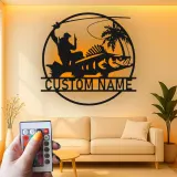Personalized Fisherman Light | Custom LED Metal Sign for Anglers | Lake House & Man Cave Wall Art Decor