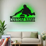 Insegna in metallo personalizzata con luce LED a tema giocatore di curling regalo per appassionati di curling decorazione per sala giochi