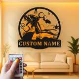 Insegna in Metallo Personalizzata per Subacqueo | Arte da Parete LED Oceanica | Targa Nome Personalizzata per Regalo per Subacqueo | Decorazione Nautica per Casa e Ufficio