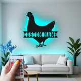 Cartel de metal LED Pollo Personalizado Regalo de Granja Decoración de Cocina o Jardín